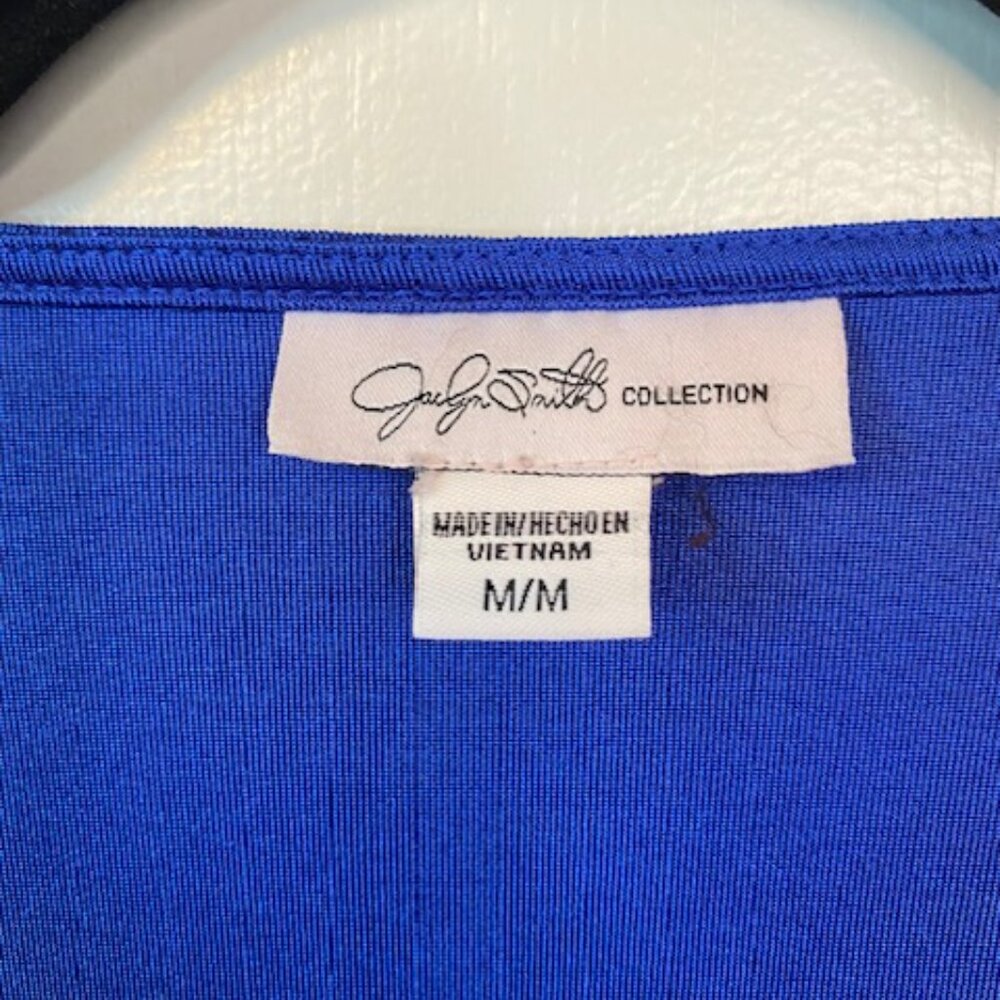 Jaclyn Smith Royal Blue Sheer skarkly Blouse - Picture 3 of 6
